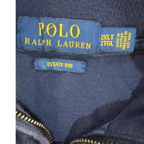 Polo Ralph Lauren Estate Rib Dark Blue 1/4 Zip Long Sleeve Sweater Men 2XLT - Picture 6 of 8
